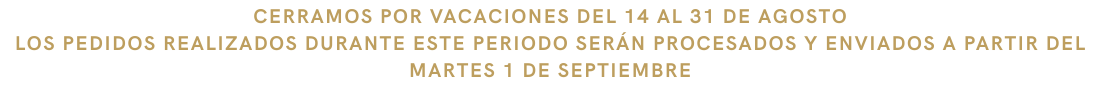 Aviso envío de pedidos durante las vacaciones